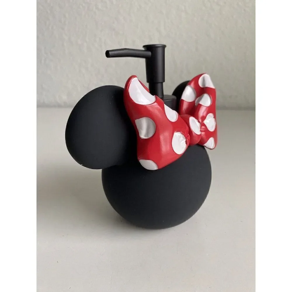 DISNEY Minnie MOUSE SOAP Lotion DISPENSER‎ With PUMP Red Bow Polkadots NEW